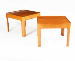 A pair of Tendo Mokko Beech plywood and Japanese elm veneer occassional tables by Isamu Kenmochi,