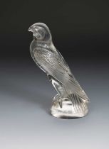 'Faucon' no.1124, a Lalique clear and frosted glass car mascot, moulded R Lalique, 16cm. high