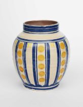 A Carter Stabler & Adams Poole Pottery vase, pattern /XH, shouldered form, painted with columns of