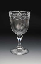 Coronation of Queen Elizabeth II a glass goblet vase designed by Laurence Whistler, engraved ER II