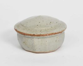 Richard Batterham (1936-2021) a stoneware cut-sided box and cover, covered in a speckled pale blue