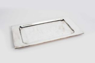Jean Després (1889-1980) a Modernist silver plated tray, rectangular twin-handled form, with