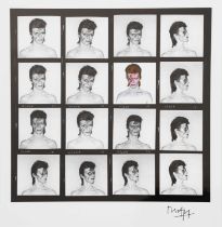 Φ Brian Duffy (1933-2010) David Bowie - Aladdin Sane contact sheet photograph, framed signed