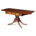 λ A LATE REGENCY ROSEWOOD SOFA TABLE EARLY 19TH CENTURY inlaid with stringing and satinwood banding,