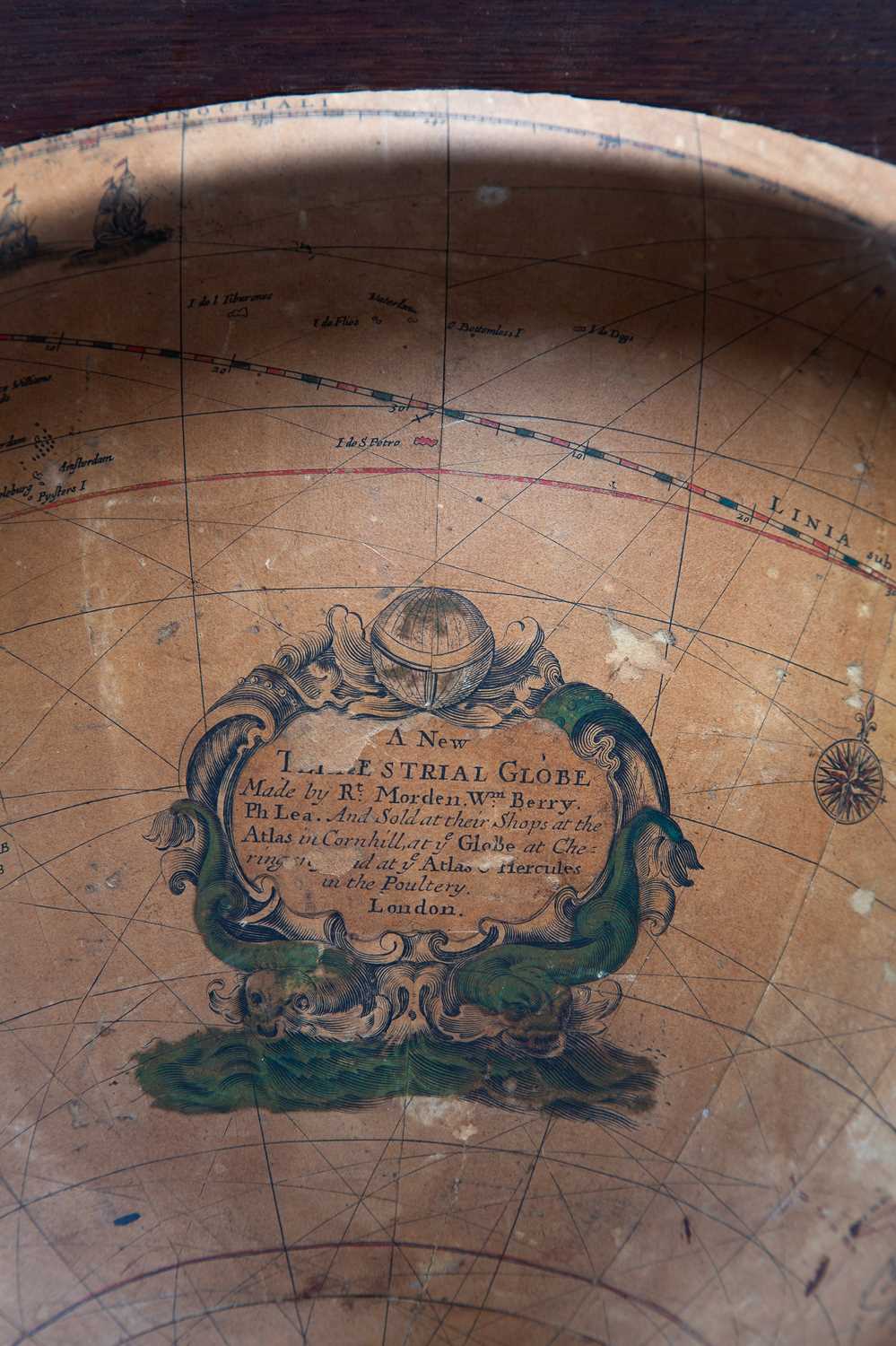 A RARE CHARLES II 14 INCH TERRESTRIAL GLOBE BY ROBERT MORDEN, WILLIAM BERRY AND PHILIP LEA, - Image 3 of 3