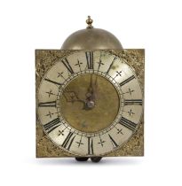 A HOOK AND SPIKE WALL CLOCK EARLY 18TH CENTURY AND LATER the thirty hour movement with an anchor