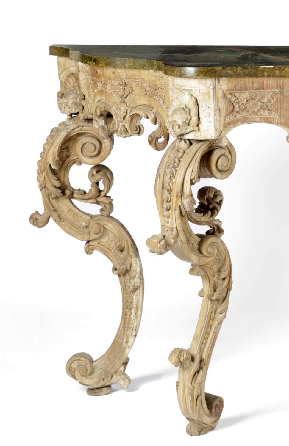 A ROCOCO CARVED WALNUT CONSOLE TABLE POSSIBLY GERMAN OR ITALIAN, 18TH CENTURY AND LATER the later - Image 6 of 6