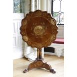 A FINE VICTORIAN IRISH ARBUTUS WOOD AND MARQUETRY OCCASIONAL TABLE KILLARNEY, 19TH CENTURY the