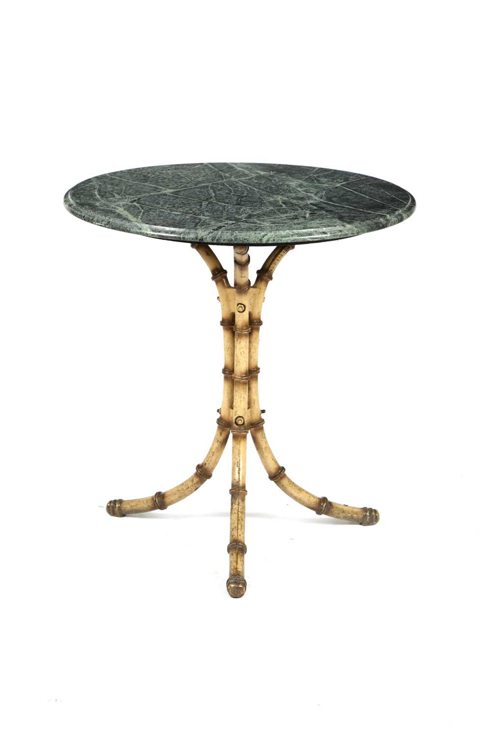 A VICTORIAN CAST IRON AND MARBLE FAUX BAMBOO TABLE LATE 19TH CENTURY the naturalistically painted - Image 2 of 2