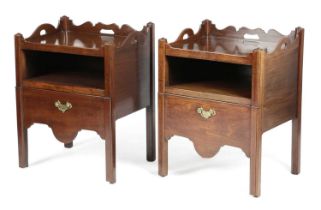 A PAIR OF GEORGE III MAHOGANY TRAY-TOP BEDSIDE COMMODES CHIPPENDALE PERIOD, C.1760 each with a