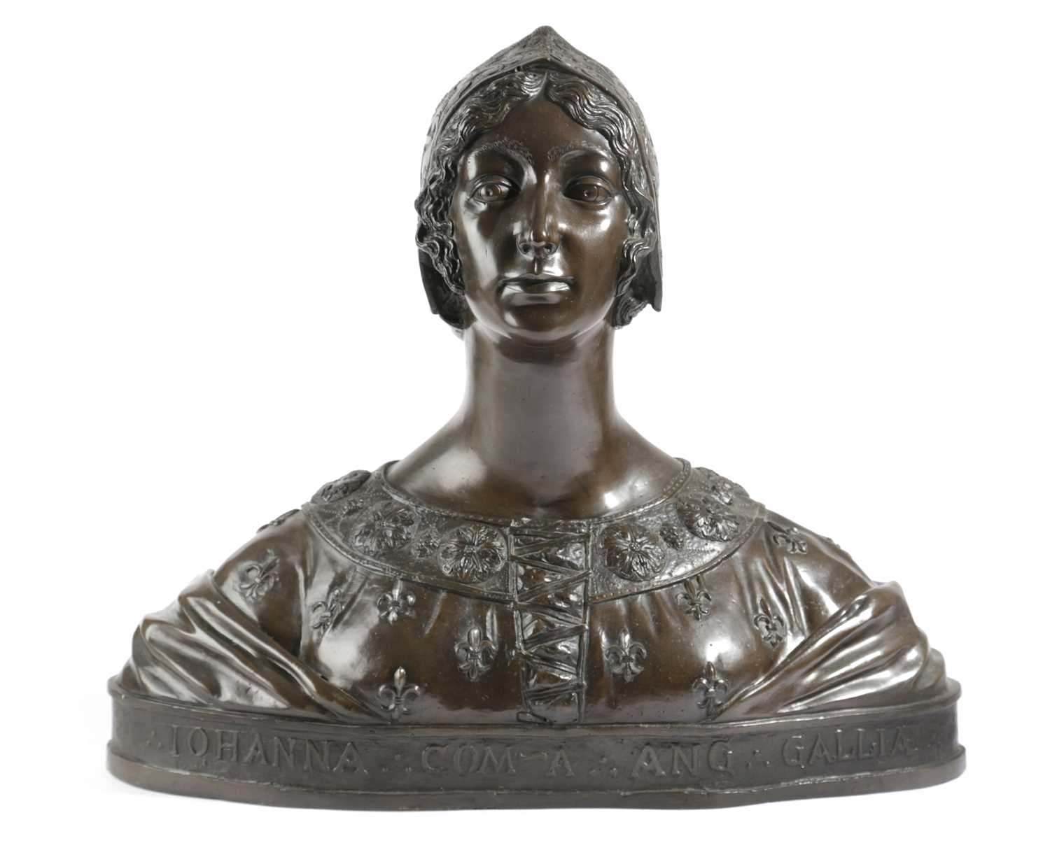 AN ITALIAN BRONZE BUST OF JOHANNA II OF ANJOU IN THE MANNER OF FRANCESCO DA LAURANA (1430-1500),