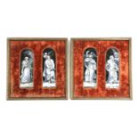 A SET OF FOUR LIMOGES ENAMEL PLAQUES OF THE FOUR EVANGELISTS 19TH CENTURY of arched form,