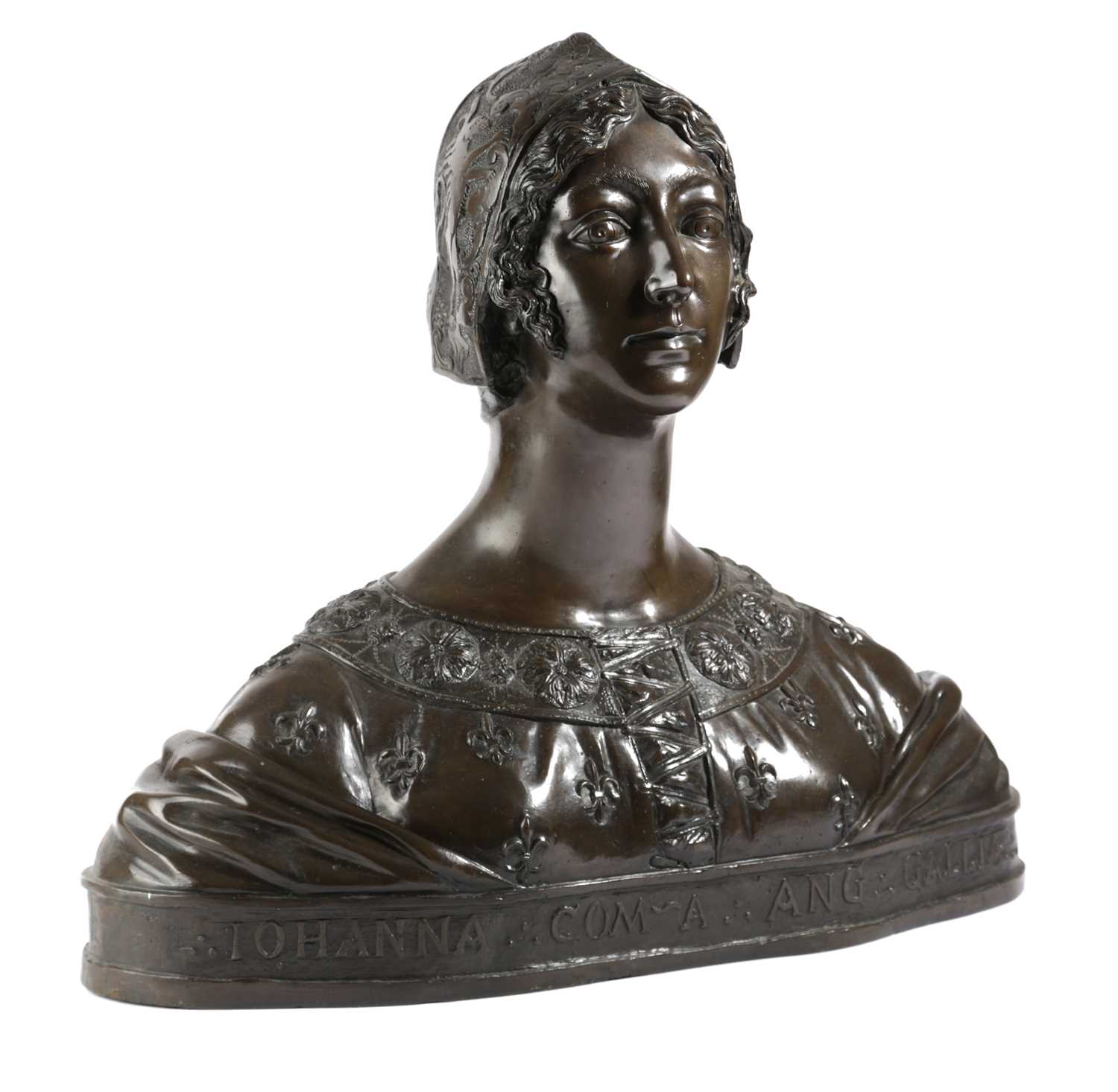 AN ITALIAN BRONZE BUST OF JOHANNA II OF ANJOU IN THE MANNER OF FRANCESCO DA LAURANA (1430-1500), - Image 2 of 2