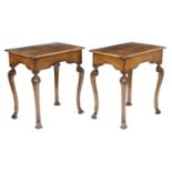 A PAIR OF WALNUT SIDE TABLES IN QUEEN ANNE STYLE, EARLY 20TH CENTURY each with a rectangular