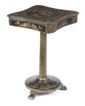 A LATE REGENCY JAPANNED OCCASIONAL TABLE EARLY 19TH CENTURY in Chinese Export style, decorated in