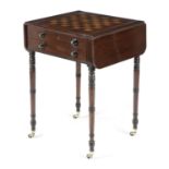 A REGENCY MAHOGANY PEMBROKE GAMES TABLE EARLY 19TH CENTURY the reversible slide-out top inlaid