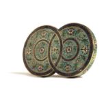 A CHINESE CLOISONNE COVER 18TH / 19TH CENTURY formed as two interlinked circles, decorated with