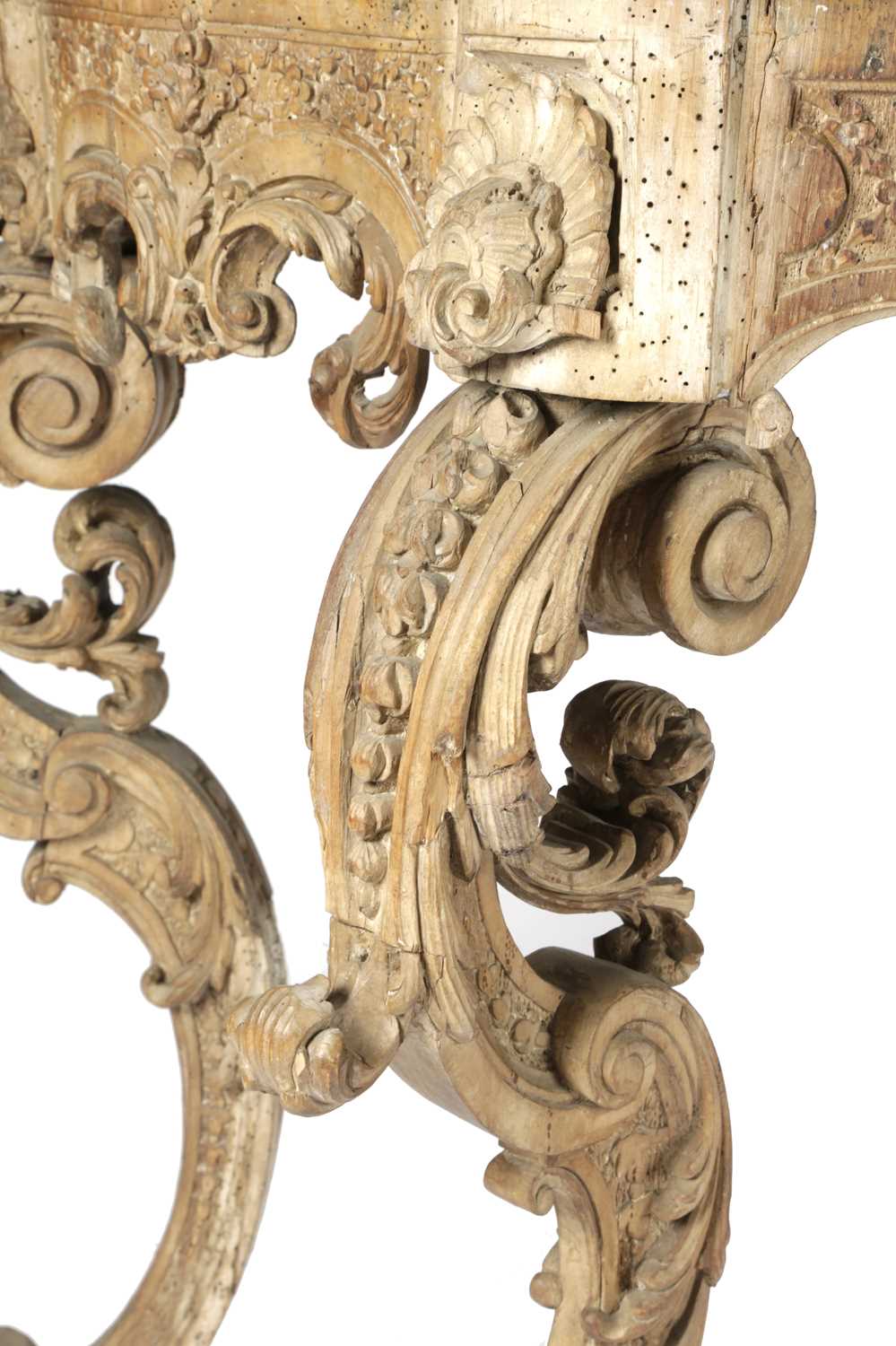 A ROCOCO CARVED WALNUT CONSOLE TABLE POSSIBLY GERMAN OR ITALIAN, 18TH CENTURY AND LATER the later - Image 3 of 6