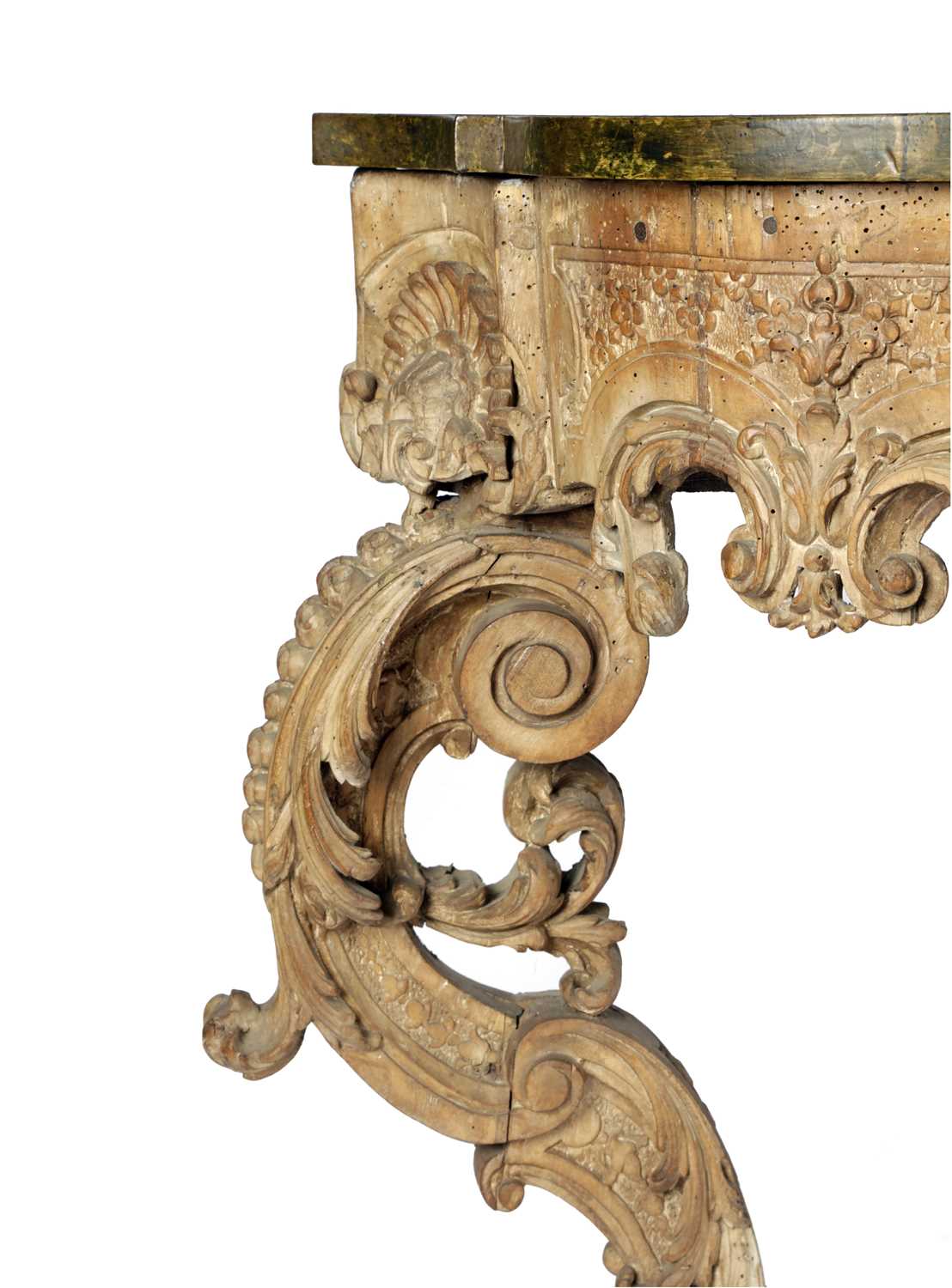 A ROCOCO CARVED WALNUT CONSOLE TABLE POSSIBLY GERMAN OR ITALIAN, 18TH CENTURY AND LATER the later - Image 2 of 6