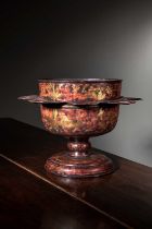 A RARE WILLIAM AND MARY FAUX TORTOISESHELL TÔLE PEINTE WASSAIL OR PUNCH BOWL C.1690 the rounded body