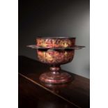 A RARE WILLIAM AND MARY FAUX TORTOISESHELL TÔLE PEINTE WASSAIL OR PUNCH BOWL C.1690 the rounded body