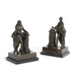 A PAIR OF VICTORIAN BRONZE FIGURES OF MILTON AND SHAKESPEARE PUBLISHED BY I & R WARNER, MID-19TH