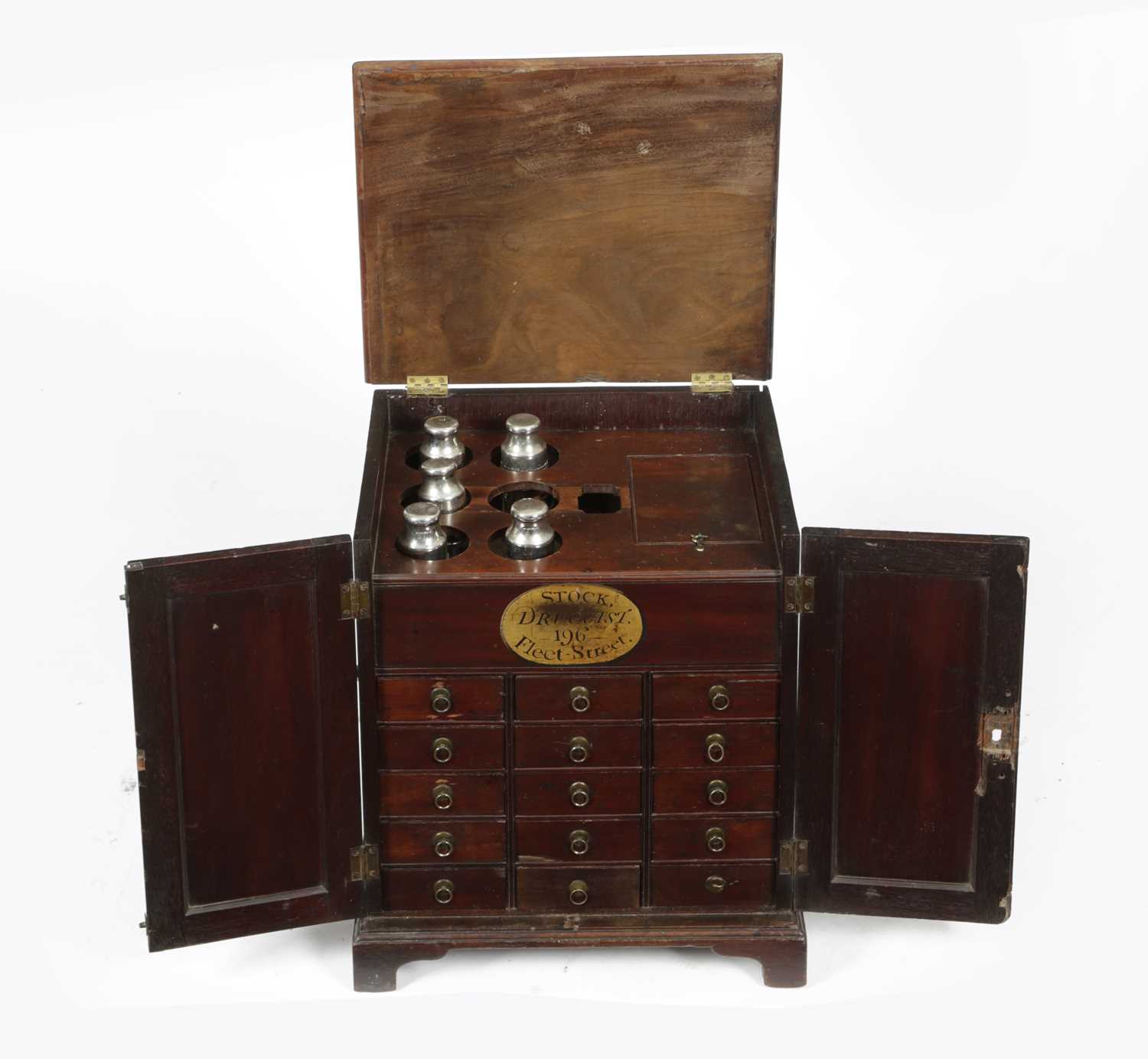 A GEORGE III MAHOGANY APOTHECARY'S CABINET LATE 18TH / EARLY 19TH CENTURY the hinged cover enclosing - Image 2 of 3