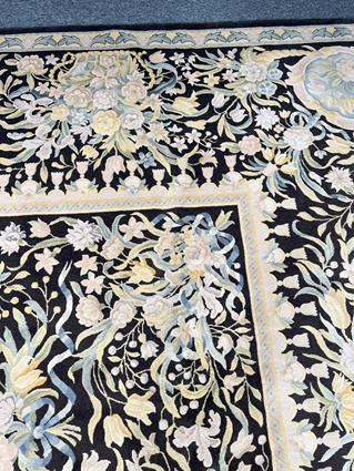 A LARGE CARPET OF 18TH CENTURY EUROPEAN DESIGN, 20TH CENTURY, the pale charcoal field centered by - Image 4 of 15