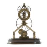 A BRASS 'GREAT WHEEL' SKELETON CLOCK IN VICTORIAN STYLE, 20TH CENTURY the chain driven single