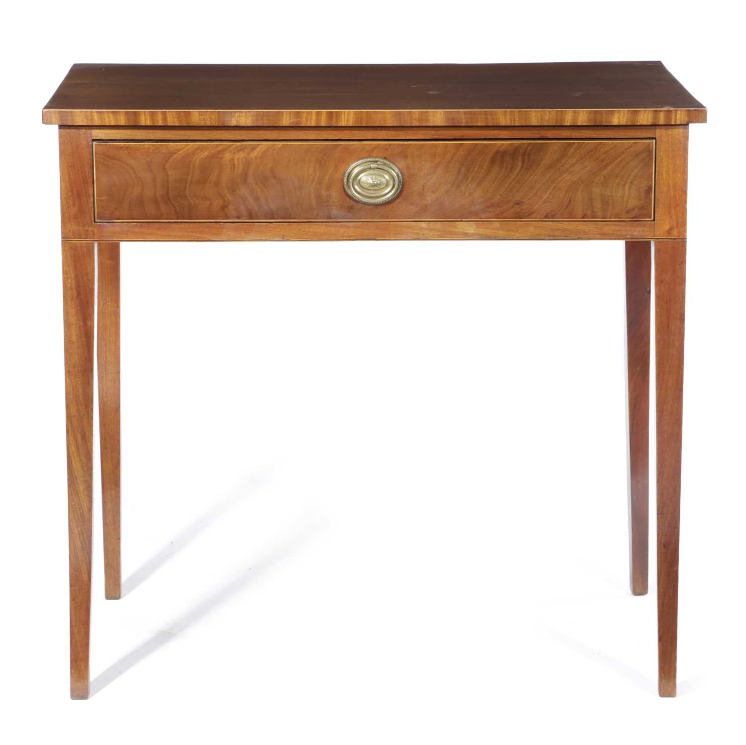 A GEORGE III MAHOGANY SIDE TABLE LATE 18TH / EARLY 19TH CENTURY with a frieze drawer on square