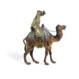 AN AUSTRIAN COLD PAINTED BRONZE CAMEL AND ARAB RIDER IN THE MANNER OF FRANZ BERGMAN, LATE 19TH