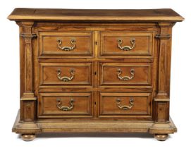 AN ITALIAN WALNUT COMMODE IN BAROQUE STYLE, 19TH CENTURY the top inlaid with ebonised banding