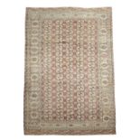 A TEKKE MAIN CARPET EMIRATE OF BUKHARA, C.1900 the pale brick red field with five columns of