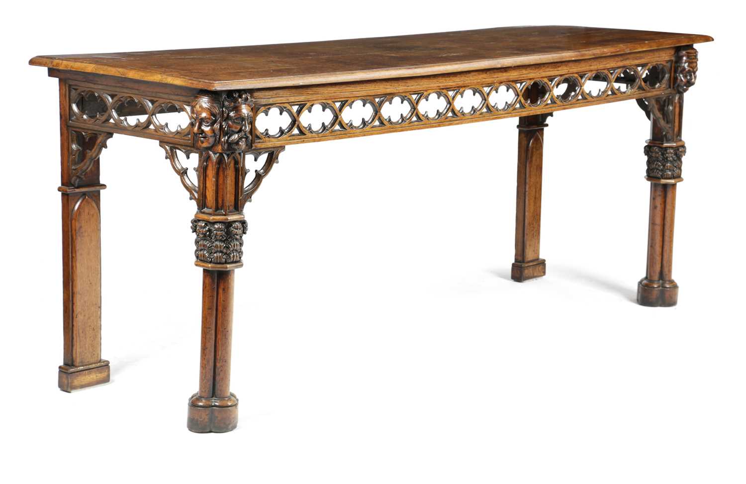 A FINE GEORGE IV OAK GOTHIC REVIVAL SERVING TABLE IN THE MANNER OF A.W.N. PUGIN, C.1830 the frieze - Image 4 of 5