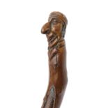 A FOLK ART HAWTHORN WALKING STICK PROBABLY FRENCH, LATE 19TH / EARLY 20TH CENTURY the finial