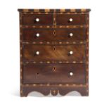 λ A REGENCY MAHOGANY MINIATURE CHEST POSSIBLY SCOTTISH, EARLY 19TH CENTURY with two short and