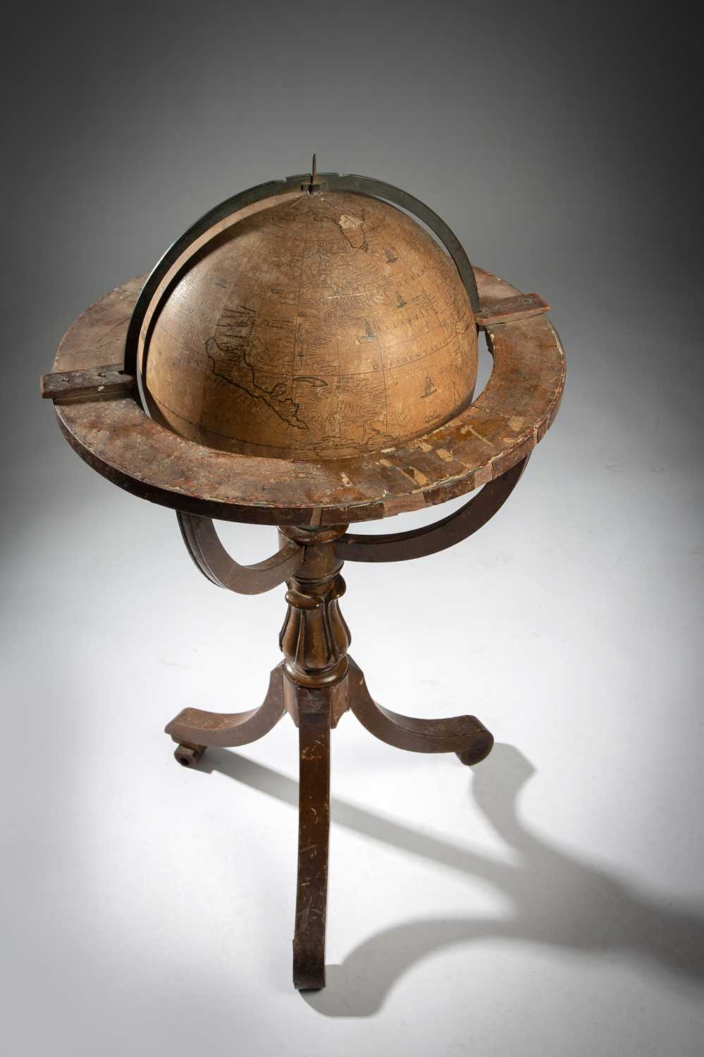 A RARE CHARLES II 14 INCH TERRESTRIAL GLOBE BY ROBERT MORDEN, WILLIAM BERRY AND PHILIP LEA,