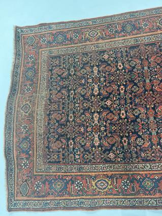 A BIDJAR RUG PERSIAN KURDISTAN, C.1900 the indigo Herati field enclosed by madder borders of samovar - Image 2 of 5