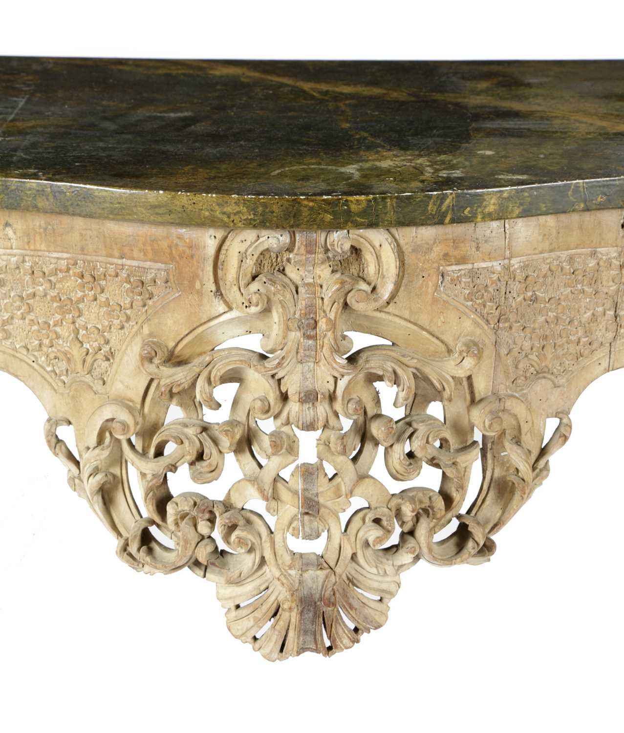 A ROCOCO CARVED WALNUT CONSOLE TABLE POSSIBLY GERMAN OR ITALIAN, 18TH CENTURY AND LATER the later - Image 5 of 6