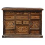 A CONTINENTAL WALNUT AND MARQUETRY CABINET POSSBILY SPANISH OR ITALIAN, LATE 17TH / EARLY 18TH