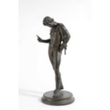 AN ITALIAN BRONZE GRAND TOUR FIGURE OF NARCISSUS AFTER THE ANTIQUE, NEAPOLITAN, LATE 19TH CENTURY