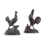 TWO FRENCH ANIMALIER BRONZE FIGURES OF BANTAMS BY JULES MOIGNIEZ (FRENCH 1835-1894) each standing on