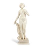 AN ITALIAN WHITE MARBLE FIGURE OF A MAIDEN IN THE MANNER OF CIPRIANI modelled as a nude young lady