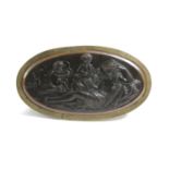 AN ITALIAN BRONZE GRAND TOUR OVAL PLAQUE EARLY 19TH CENTURY depicting a figure emblematic of Music