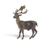 AN AUSTRIAN COLD PAINTED BRONZE STAG IN THE MANNER OF FRANZ BERGMAN, LATE 19TH CENTURY