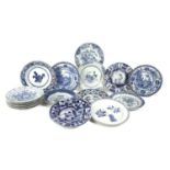 A COLLECTION OF SEVENTEEN CHINESE PORCELAIN BLUE AND WHITE PLATES 18TH AND 19TH CENTURY including: a