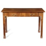 A GEORGE III MAHOGANY SIDE TABLE 18TH CENTURY AND LATER fitted with a frieze drawer on chamfered