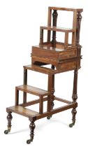 A SET OF VICTORIAN MAHOGANY METAMORPHIC LIBRARY STEPS LATE 19TH CENTURY in the form of a library