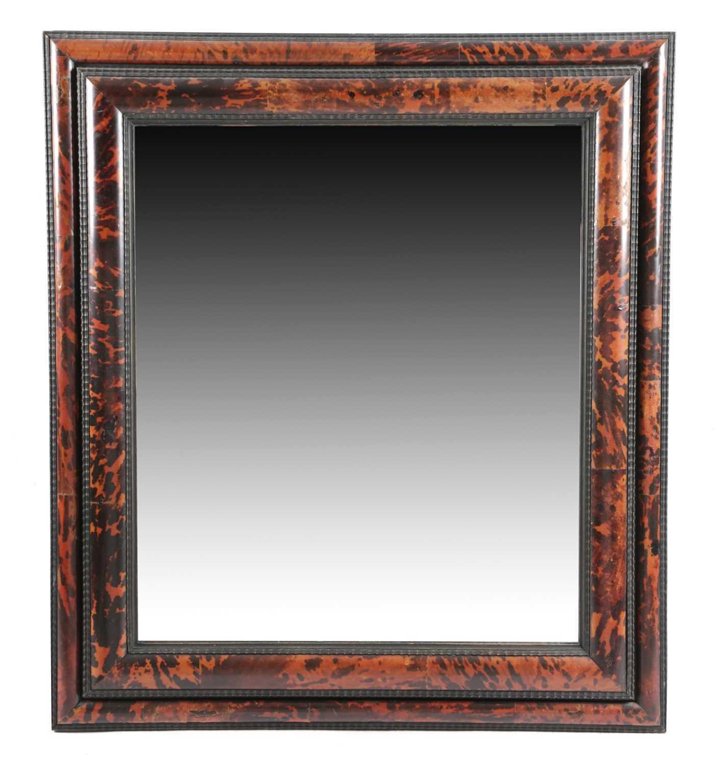 λ A FLEMISH TORTOISESHELL MIRROR IN BAROQUE STYLE, LATE 19TH CENTURY the rectangular plate within an