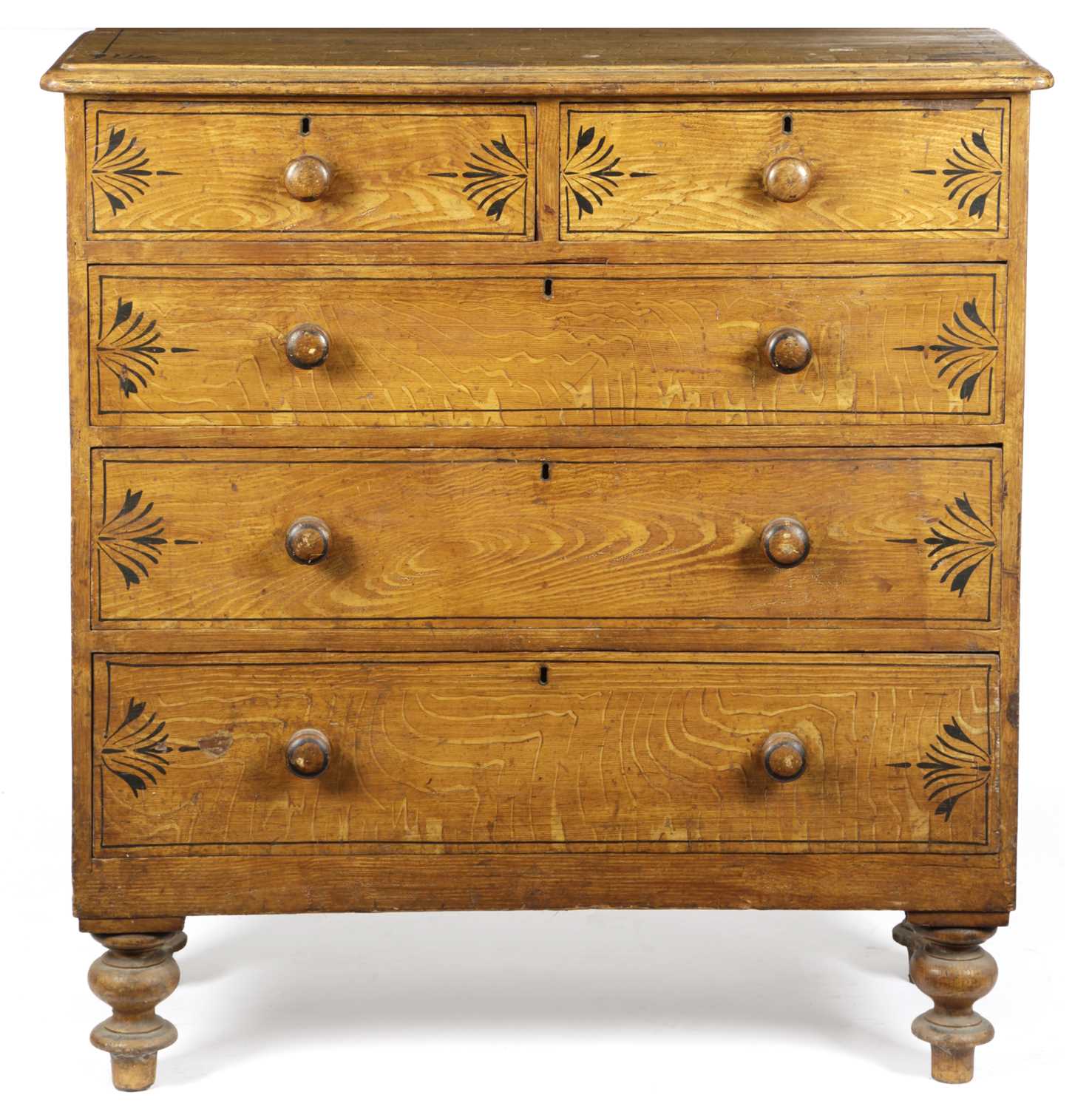 A REGENCY PAINTED PINE CHEST POSSIBLY WEST COUNTRY, EARLY 19TH CENTURY decorated with a faux grain